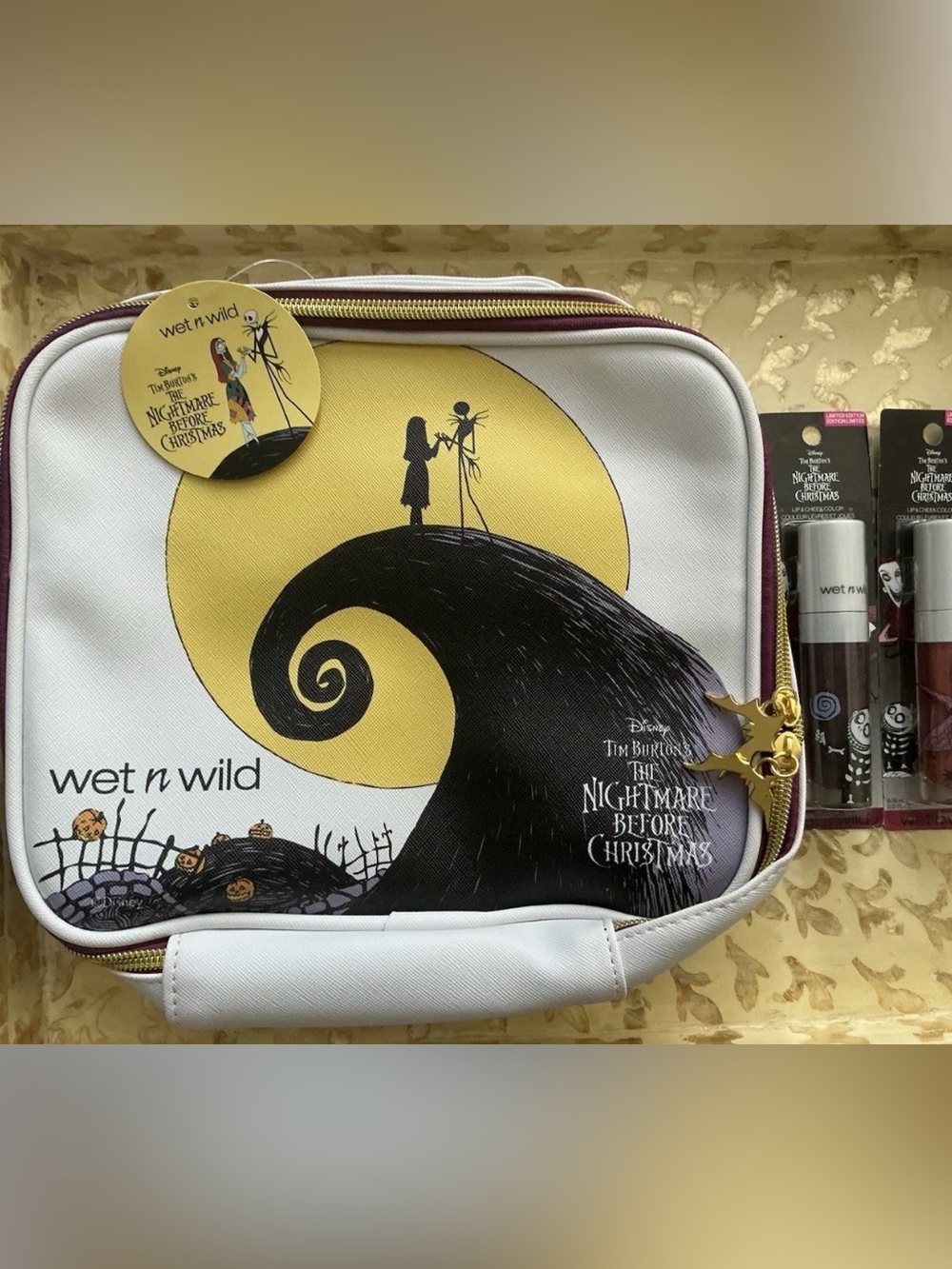wet n wild The Nightmare Before Christmas White & Yellow Cosmetic Bag